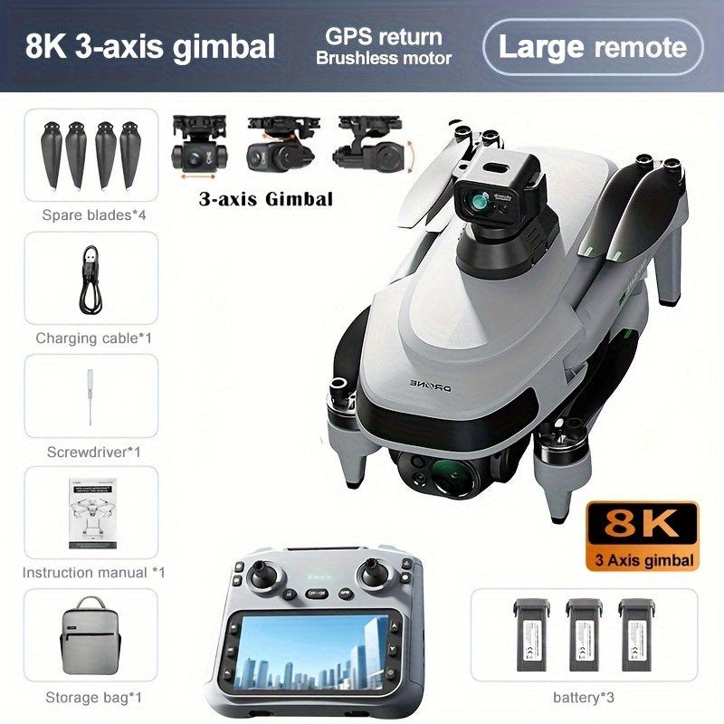 SEREE 8K HD Camera, 4.5-inch Large Screen Remote Controller, 5G Optical Flow Folding Drone with WiFi Transmission Professional Aerial Camera Quadcopter. Features Optical Flow Positioning And Obstacle Avoidance, One-touch Take
