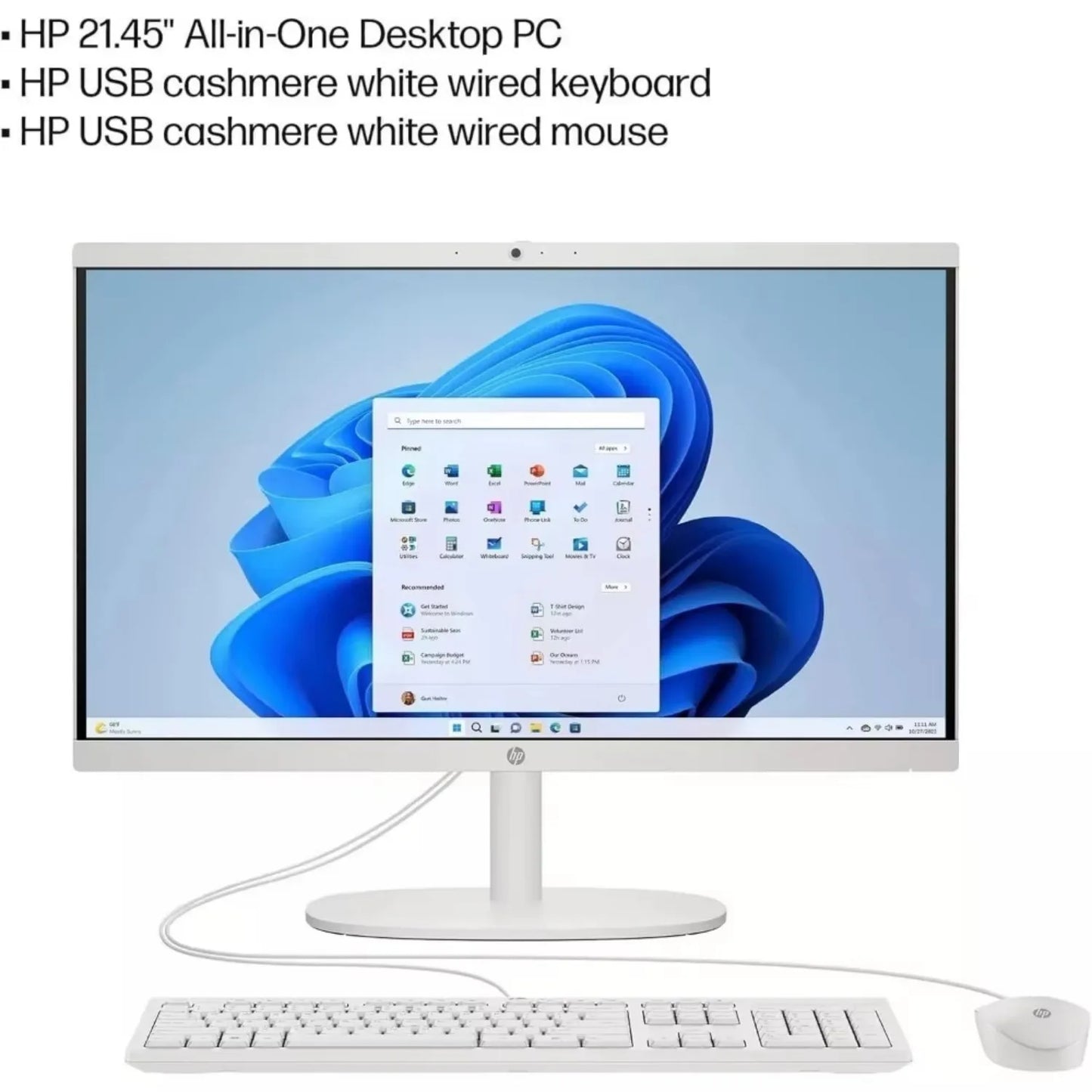 HP 21.5" All-in-One Desktop,Intel Celeron J4025,32GB RAM,2TB SSD,Intel UHD Graphics 600,Windows 11,White