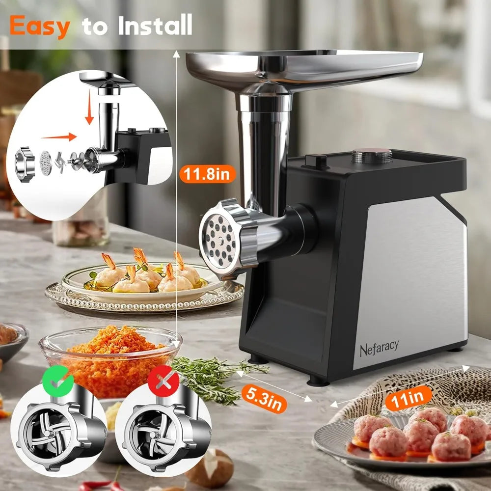 Electric Meat Grinder with Handle, 2600W Max Meat Grinder for Home Kitchen Use, Stainless Steel Heavy Duty Meat Mincer Machine