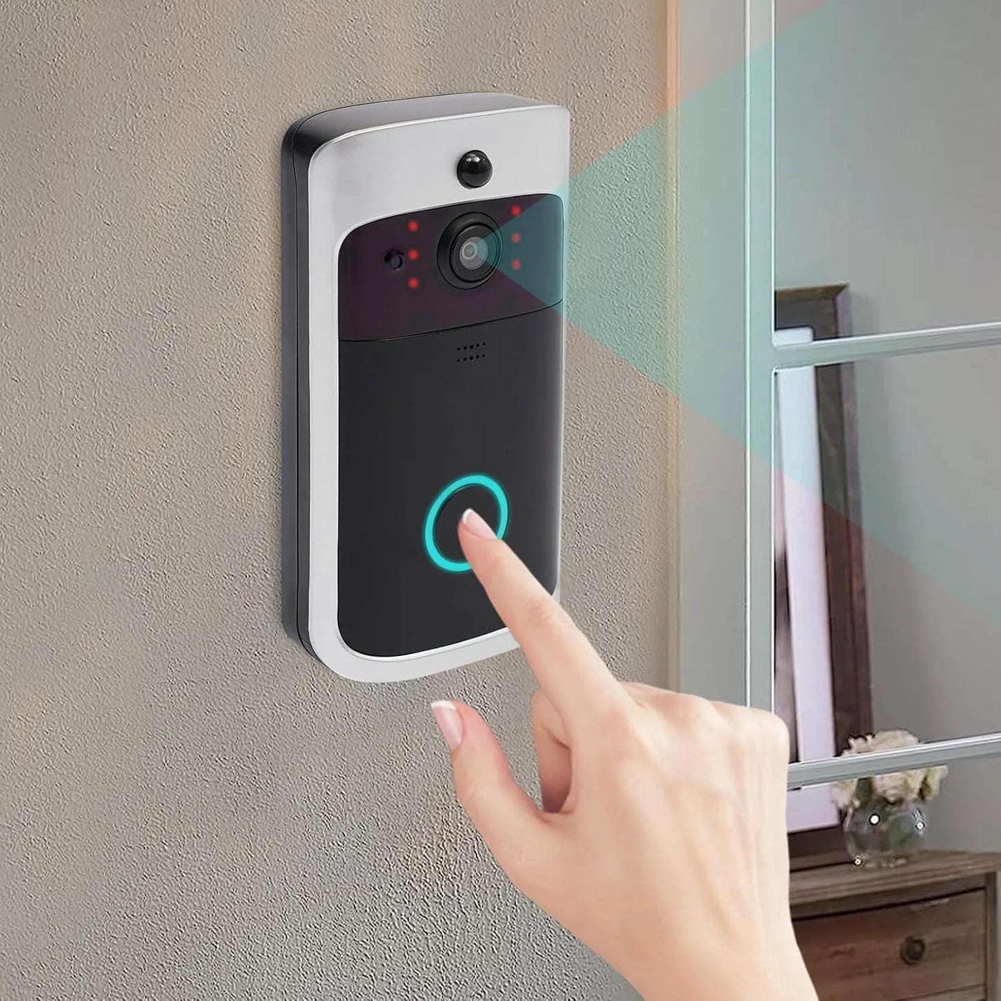 Smart WiFi Video Doorbell with Night Vision Camera SmartSensor for Doors and Windows, APP SmartCamera with Voice Control
