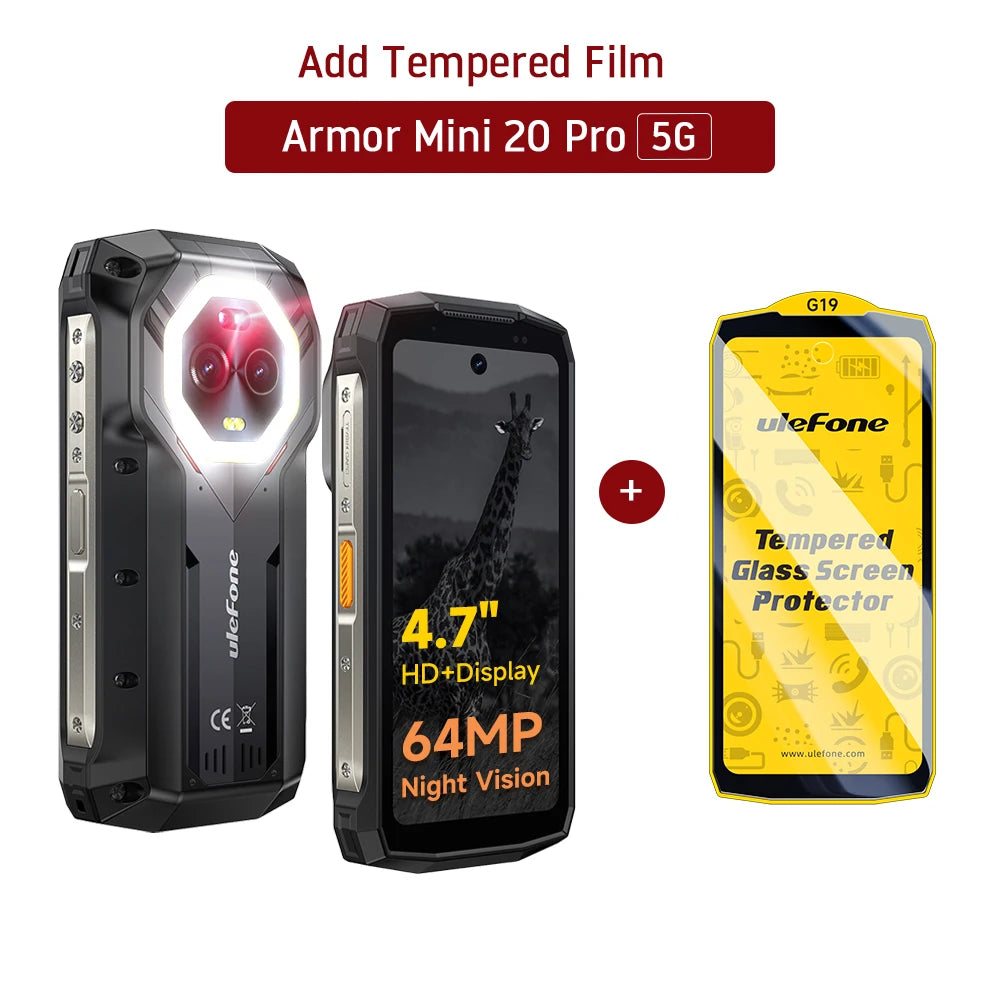 【Ships from US No tax】Ulefone 4.7" Rugged Phone Armor Mini 20 Pro 5G Android 14 16+256GB Smartphone 64MP  Mobile phone
