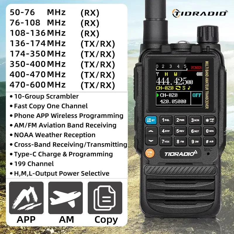 TIDRADIO 2PCS H3 Walkie Talkies Long Range Wireless Programming Air Band Tow Way Ham Radio Wireless Set Portable Radio HAM
