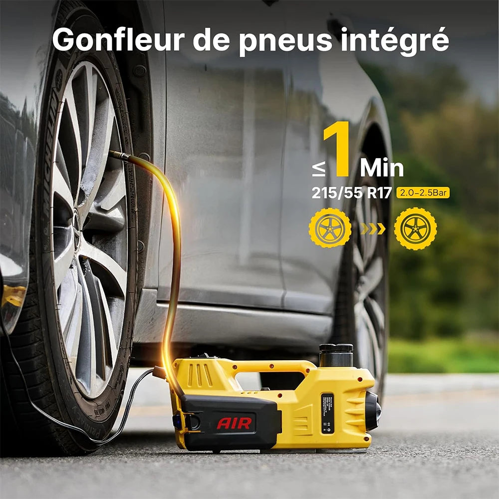 Taskstar Electric Car Jack 5T Electric Scissor Jack with Built-In Inflator 12V Tire Changer with LED Light for Sedan SUV Truck