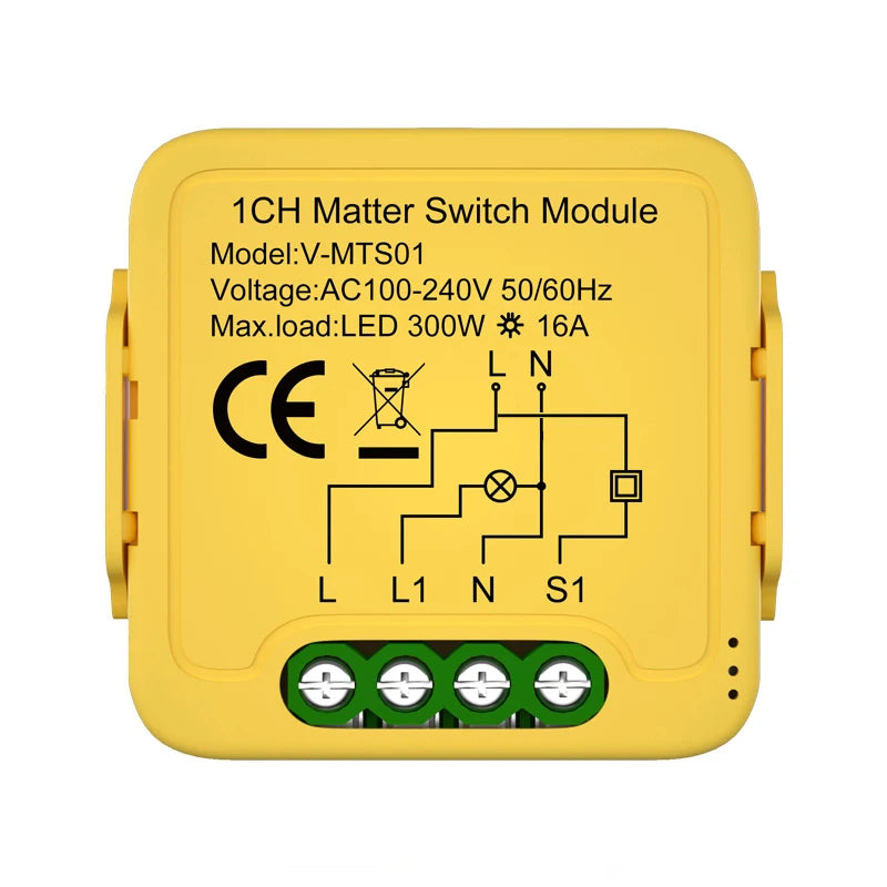 Matter WiFi Smart Switch Module Relay Circuit Breaker Smart Home Automation Collaborates with Homekit/Alexa/Google/smartTings
