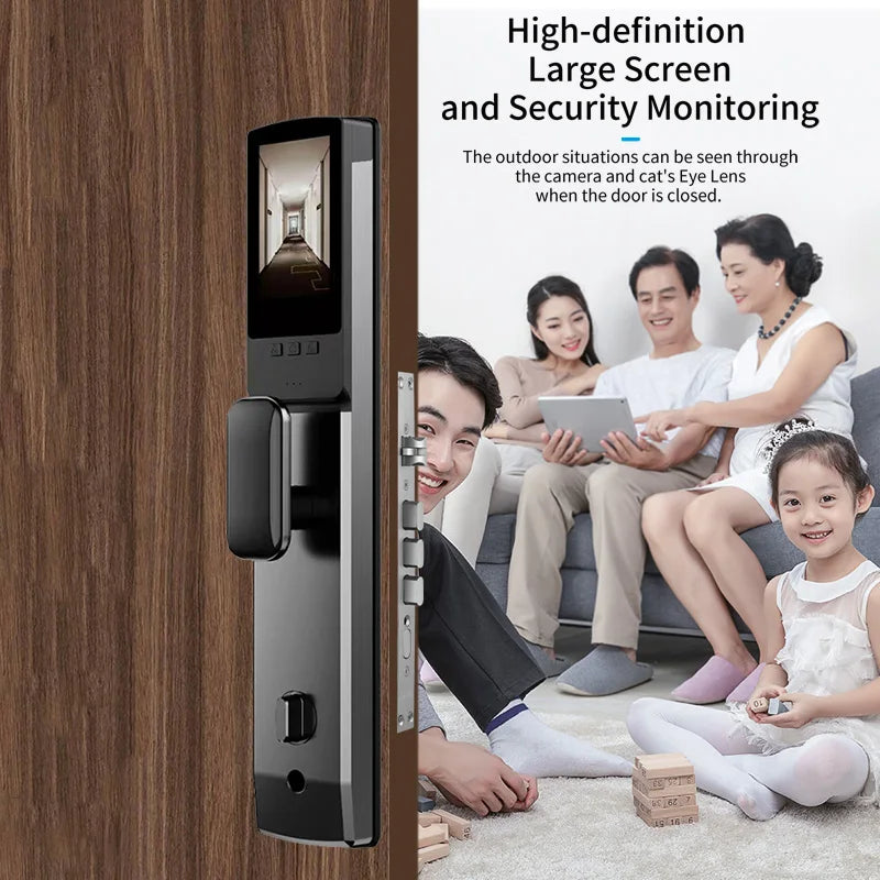 XSDTS 3D Biometric Security Face Camera Smart Door Lock Digital Password Electronic Key IC Card APP Unlock Fingerprint Locks
