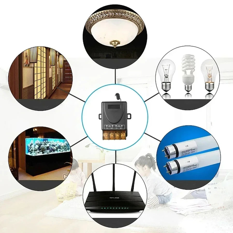 Wireless RF 433Mhz Remote Control Switch AC75-220V 30A Transmitter DC 12V On off Button Remote for Water Pump Motor LED Light