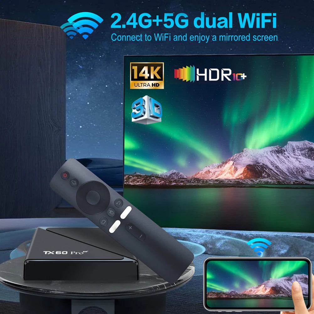 Android 16 Smart TV Box Allwinner H313 Quad Core 2.4G&5G Dual WiFi6 Media Player Set Top Box Digital Voice Remote 14K 16G 256G