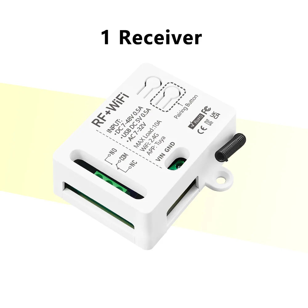 Tuya WiFi Smart Switch 433MHz Wireless Remote Control 1CH AC DC7-32V Controller Smart Home Work With Alexa Google Home Alice