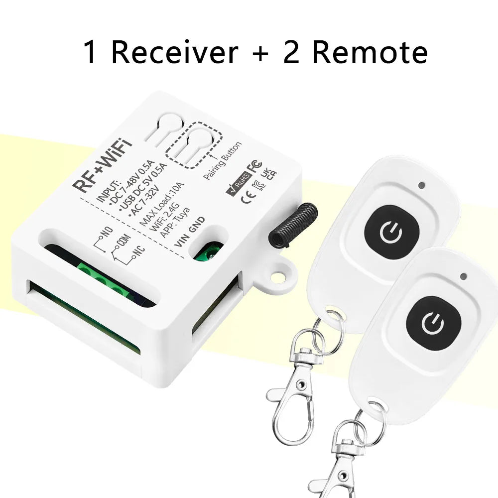 Tuya WiFi Smart Switch 433MHz Wireless Remote Control 1CH AC DC7-32V Controller Smart Home Work With Alexa Google Home Alice
