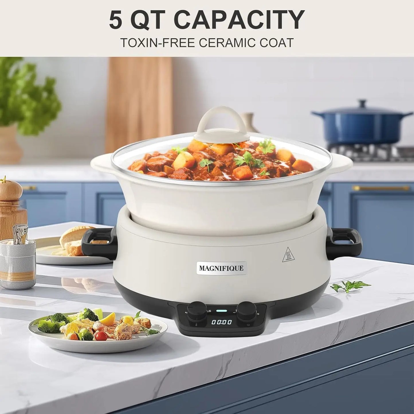 Hamilton Beach 5-Quart Programmable Slow Cooker with Glazed Ceramic Liner for Kitchen Cooking and Home Use