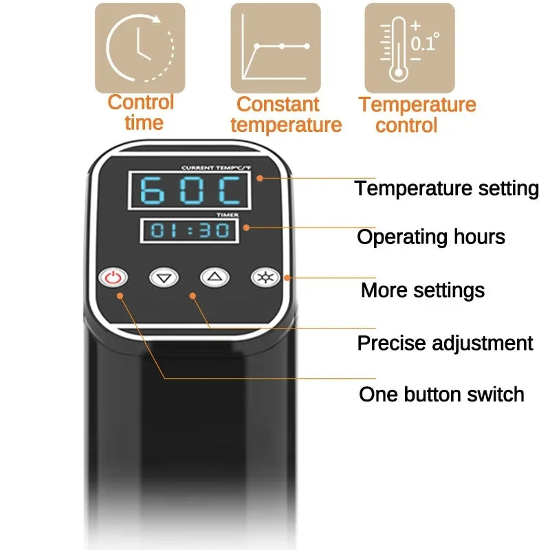 1000W Sous Vide Slow Cooker Machine Sturdy Immersion Heater Circulator LCD Digital Timer Precise Temperature Kitchen Gadgets