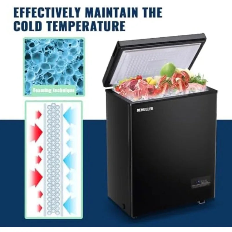 Chest Freezer with 2 Removable Baskets 3.5 Cu.ft Compact Freezers with Electronic Thermostat (50 ℉ to -12 ℉),Stay-Open Lid,Black