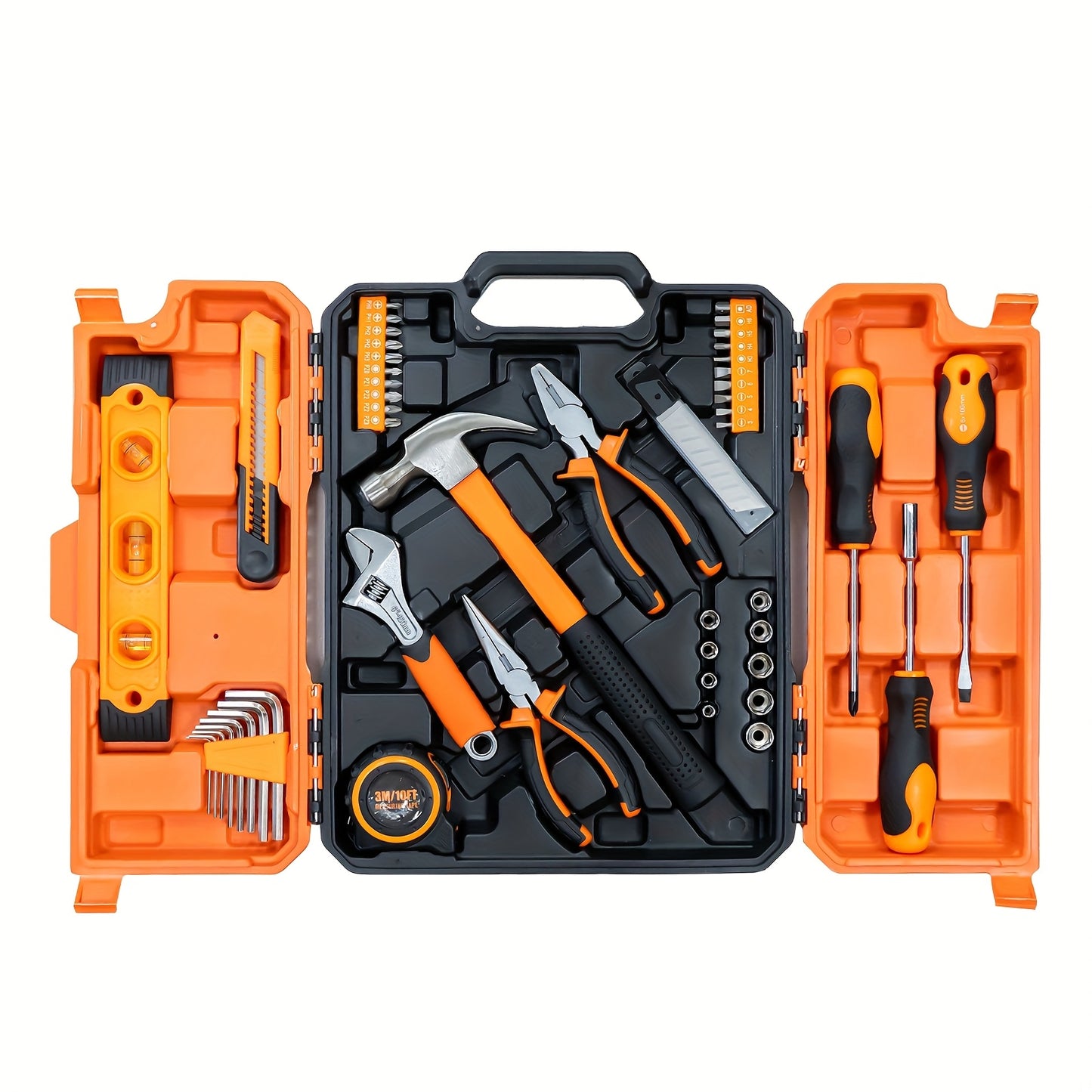 58pcs Tool, Socket Wrench Auto Repair Tool Kit, General Household Hand Tools for DIY and Quick Repairs, Home Maintenance, Car Mechanics, with Plastic Toolbox Storage Case, Portable Complete Repair Tool Box