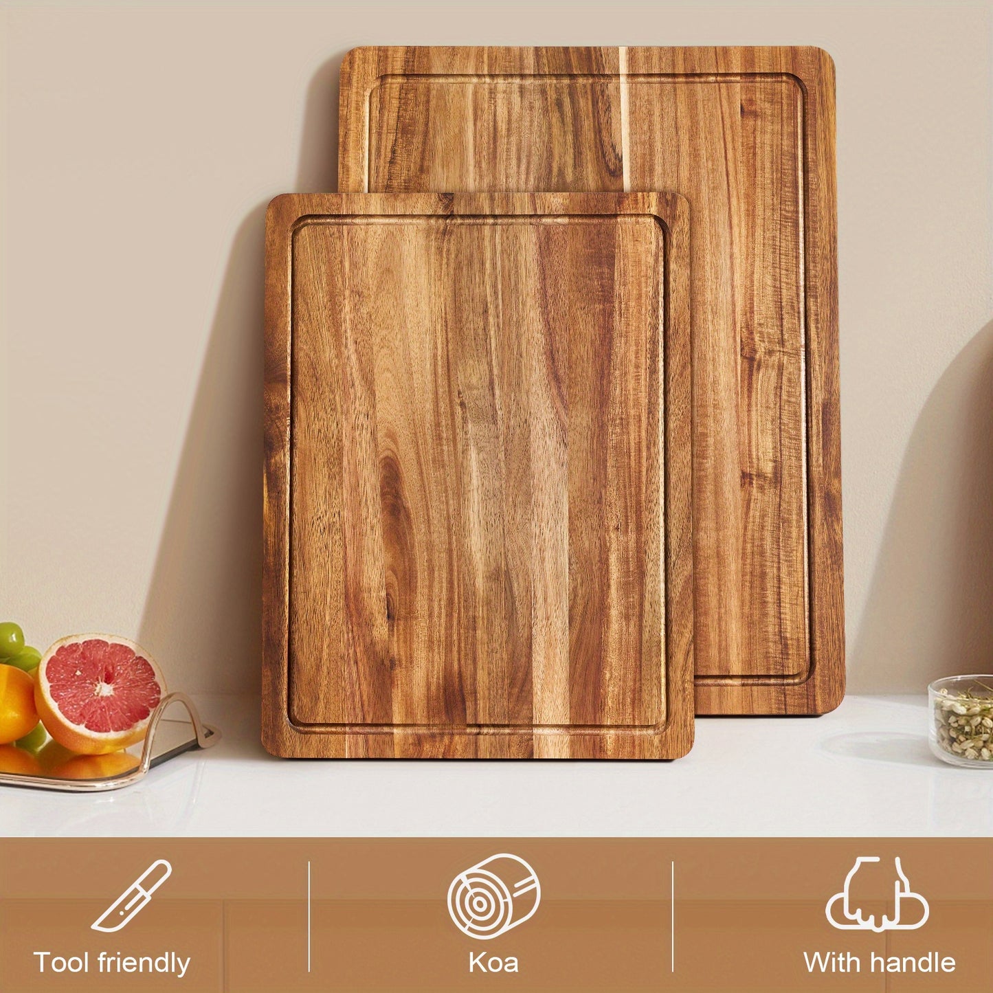 1pc Extra Large Wooden Cutting Board with Juice Groove, Thick Acacia Wood Chopping Board, 20 X 15 Inches, Heavy Duty Utensil, Perfect for Christmas Gift