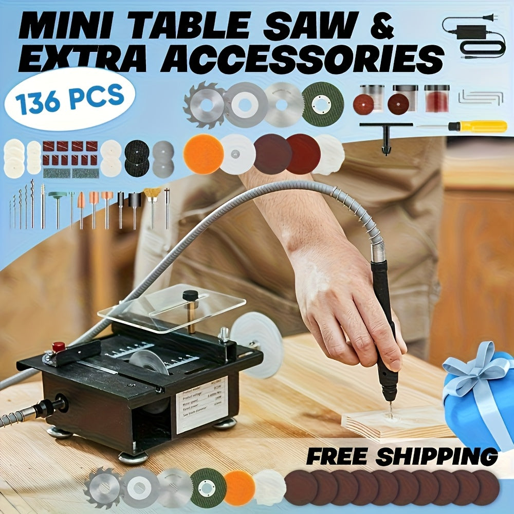 [AUXTUR Mini Table Saw] AUXTUR Mini Table Saw | Multifunctional All-In-One Machine | 7-Level Speed Adjustable, 110pcs for Cutting, Sanding, Carving, Drilling Metal Wood Plastic Acrylic | Best Gift for Father's Day & Christmas