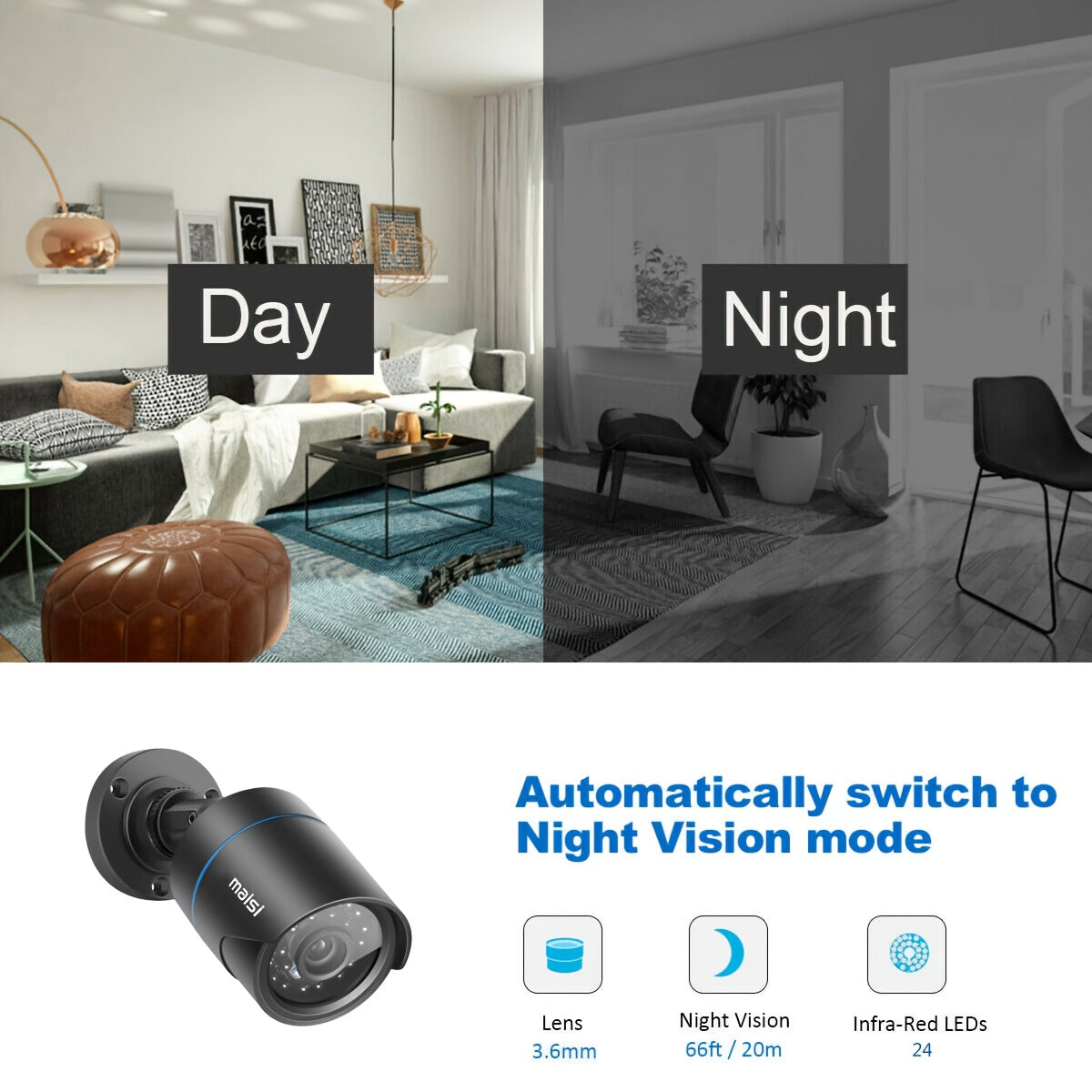 AHD 3K Lite Surveillance Security Camera System With AI Human Detection, 8CH DVR And 8PCS 5MP Wired CCTV Cameras, Remote Access, IR Night Vision, E-mail Alert For Motrion Detection, 500G Hard Drive Included