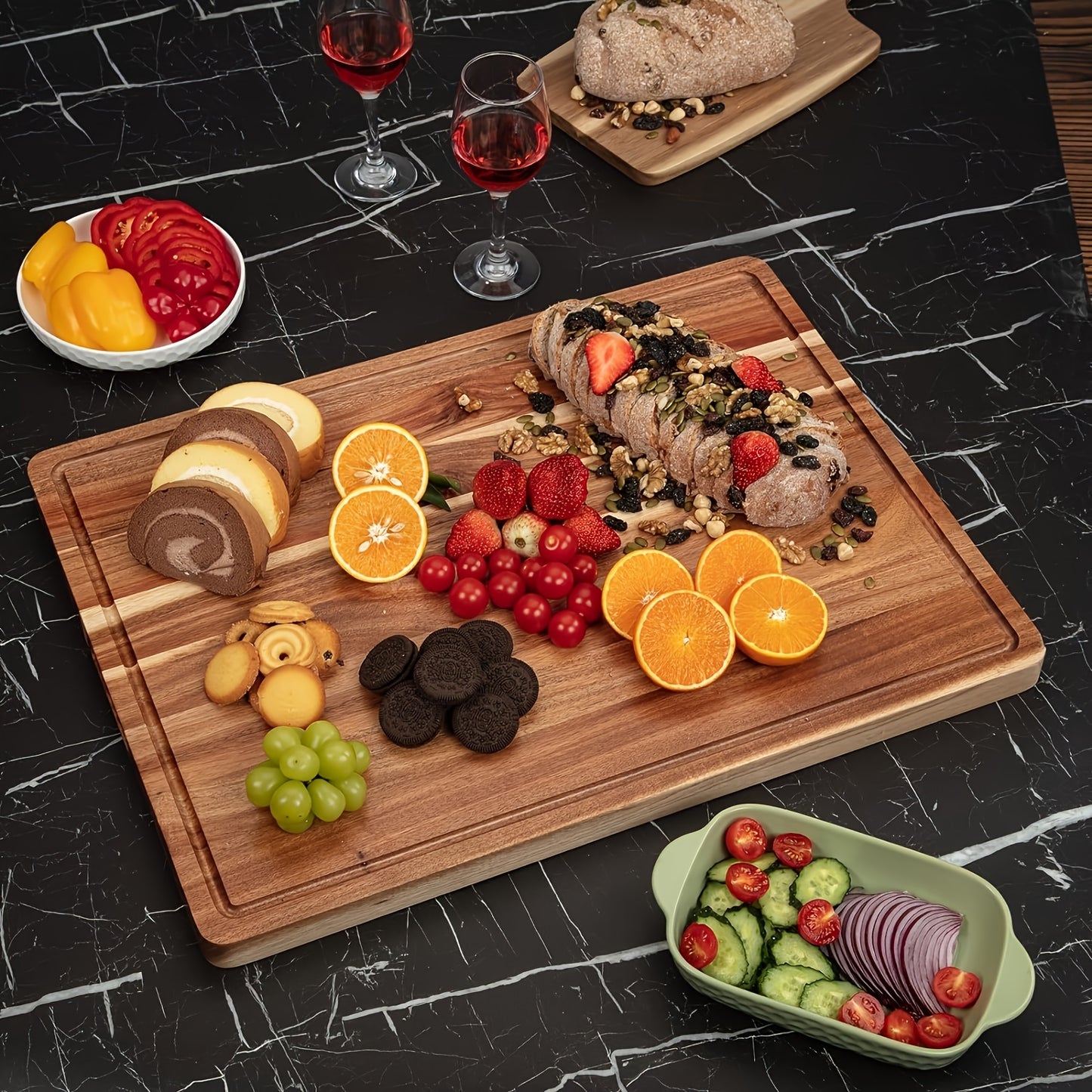 Acacia Cutting Board For Kitchen, XXL Extra Large Charcuterie Cheese Platter Serving Tray, Food Prep And Serving Boards, Chopping Boards For Meal Vegetables And Cheese