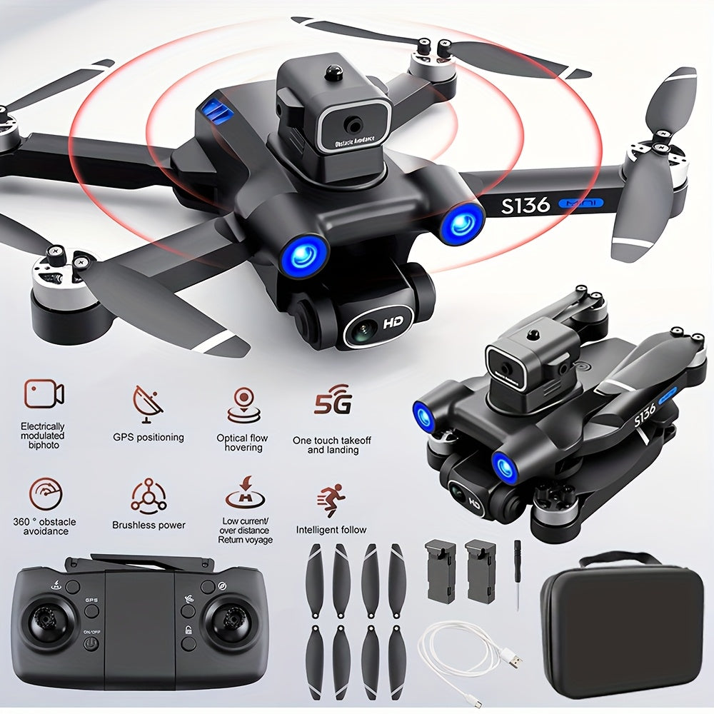 GPS Drone with 4K Camera for Adults Beginner, Ult-Long Flight Time, Optical Flow, 5G Transmission Foldable FPV RC Quadcopter with Brushless Motors, No Obstacle Avoidance, GPS Auto Return Home, Aerial Photography, Recreational