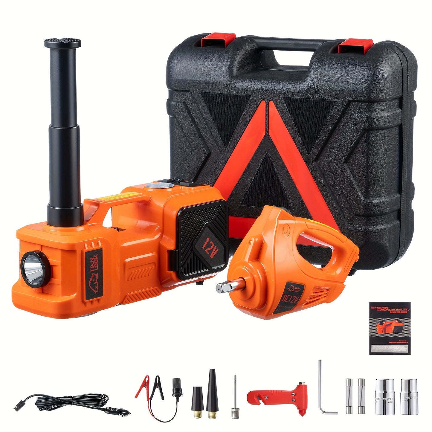 Electric Car Jack, Portable Car Lift with Built-in Air Pump, 5-ton/11023-pound Hydraulic Jack, Equipped with Electric Impact Wrench, And LED Lighting for SUV, MPV, Sedan, Truck Tire Replacement And Garage Maintenance