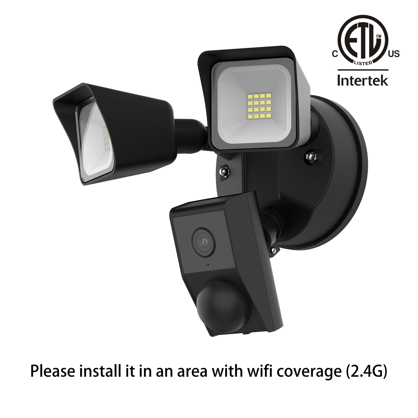 LED Smart Security Camera, 27W, 2300 Lumens, 5700K, 3 Mega Pixel, HD Live View, 10m Infrared Night Vision, Support Two-way Voice & Human Shape Detection & Cloud Storage, Enhanced Motion Detection, Built-in Siren, With Alexa &