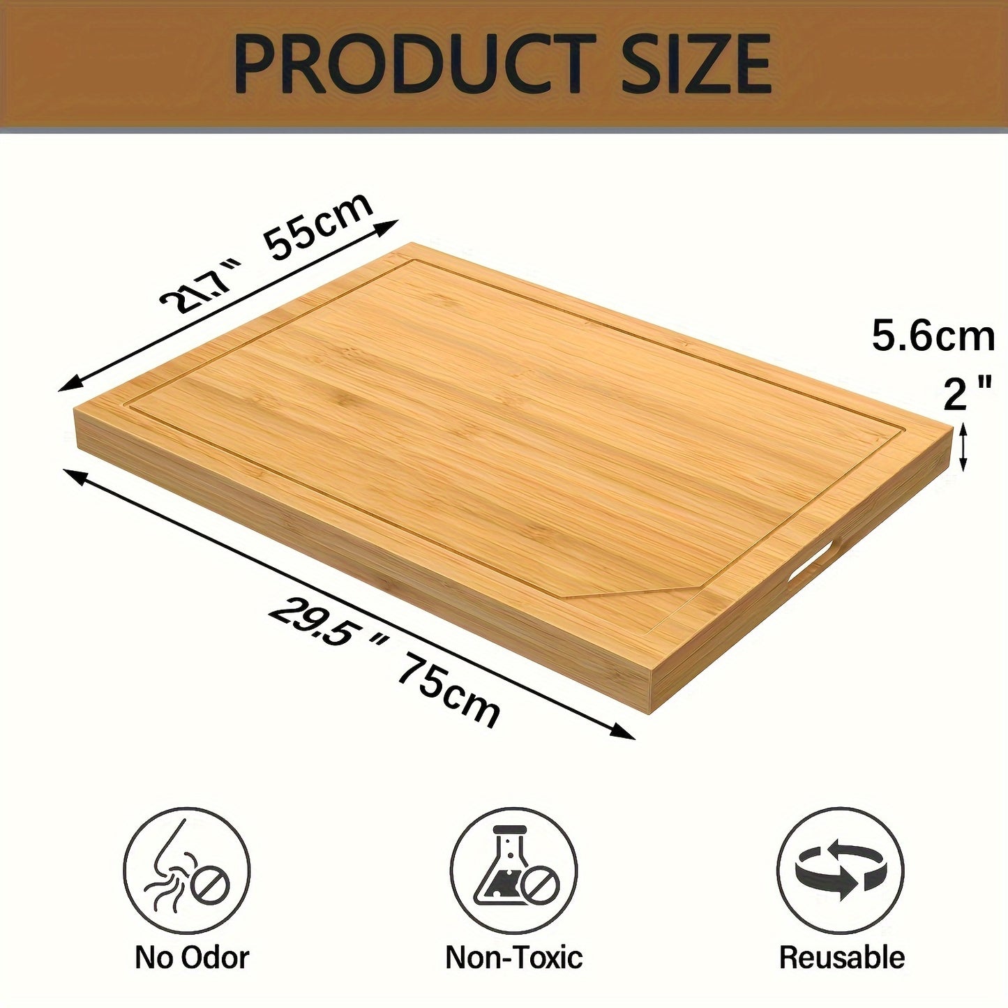 Bamboo Stove Top Cover For Electric Stoves, Cutting Board With Handles, Noodle Board, RV Cookware, Reusable Board With Juice Grooves, Kitchen Gadget For Restaurants, Decorative Trays
