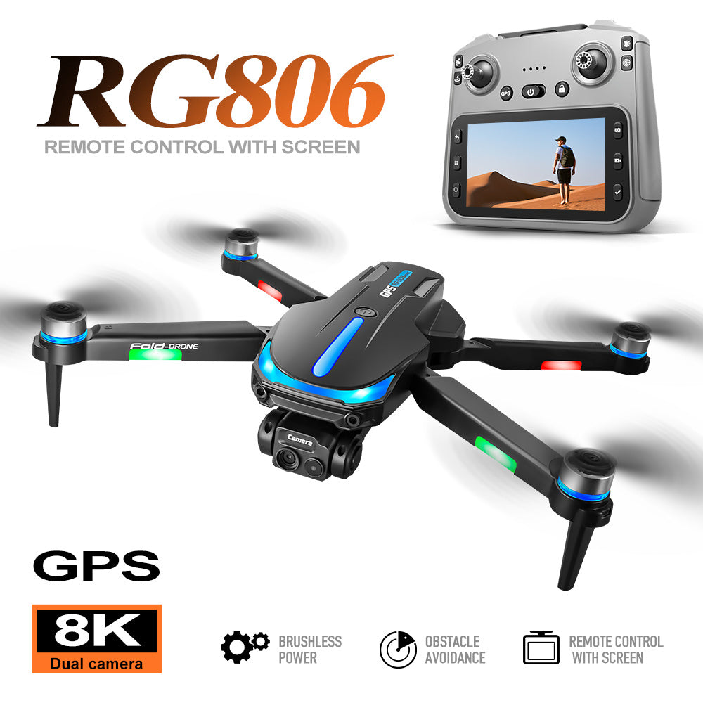 New Foldable Drone With GPS, 8K HD Camera, 5.6-inch Large Screen Remote Controller, 5G Wi-Fi FPV Transmission, Professional Aerial Quadcopter Drone With 3 Batteries, GPS Return To Home, Brushless Motors, Optical Flow Position