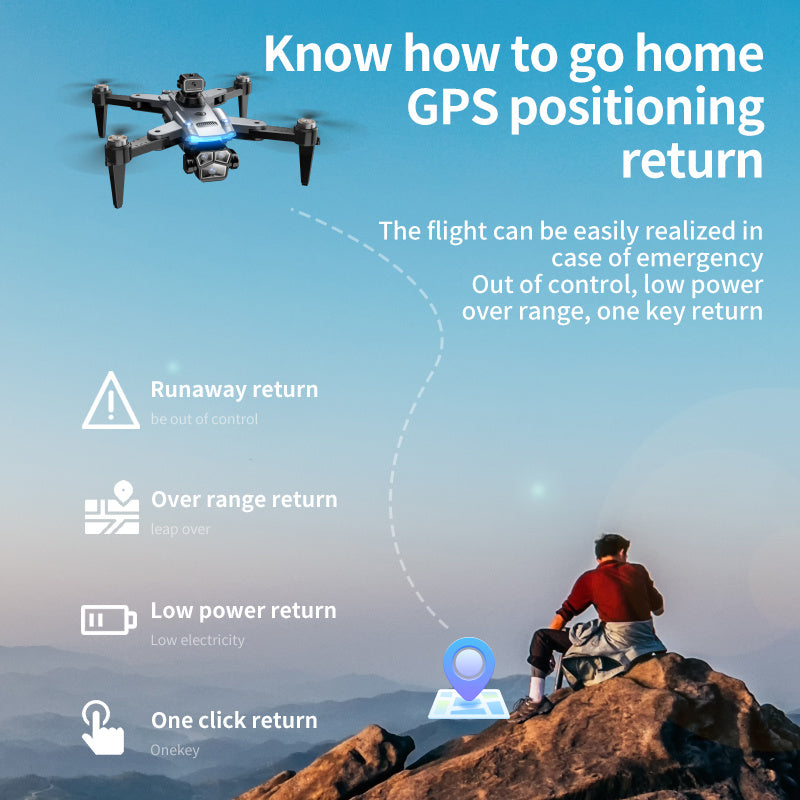 8K HD Dual Camera Foldable Remote-Controlled Drone 4.5-inch Large Screen Flagship-Grade Brushless Motor GPS Positioning Gesture Control Professional Aerial Photography, 360° All-Directional Obstacle Avoidance | Travel & Outd