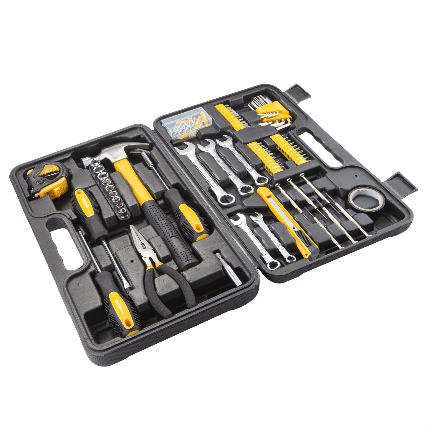 CARTMAN 148pcs Tool Set General Hand Tool Kit with Plastic Toolbox Storage Case, Automotive Set Yellow
