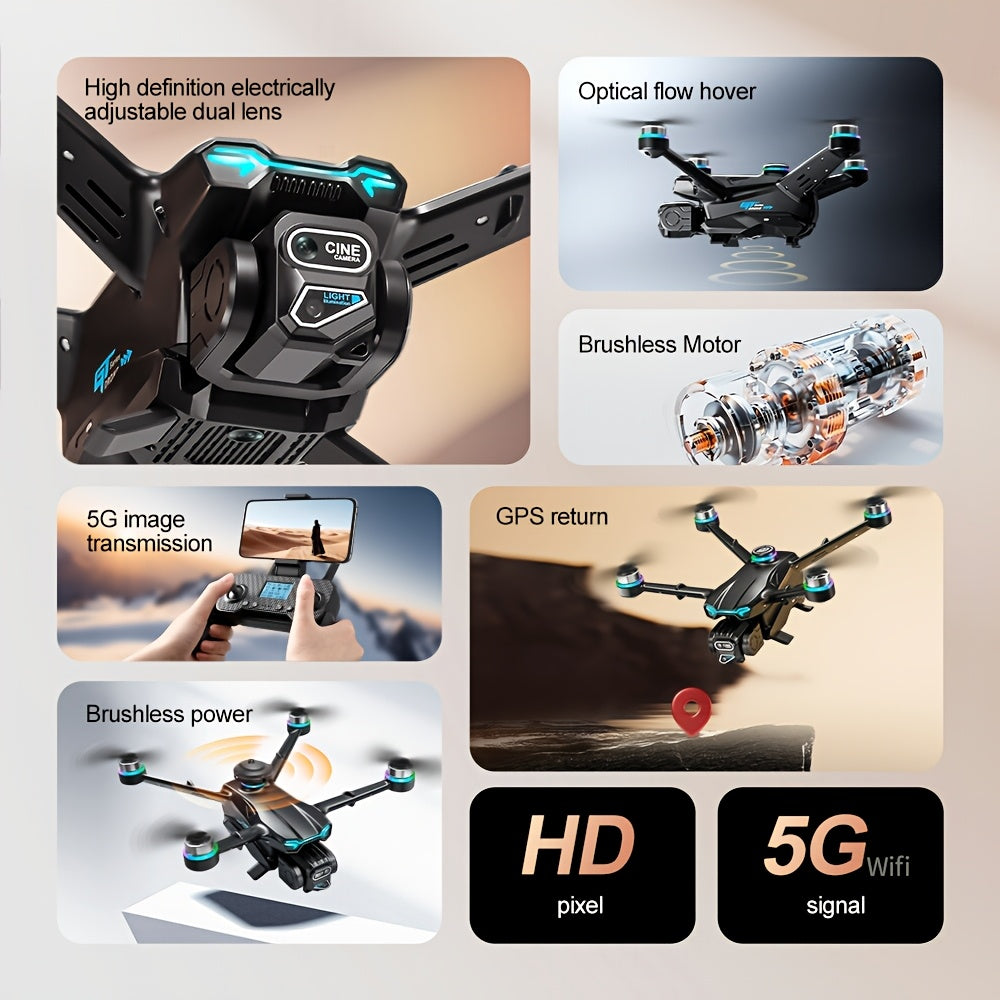 4K Camera GPS Drone with Dual WIFI, Wireless RC Long Range Quadcopter, Optical Streaming Transmission, Folding Design, Brushless Motor, Gesture Photo Taking