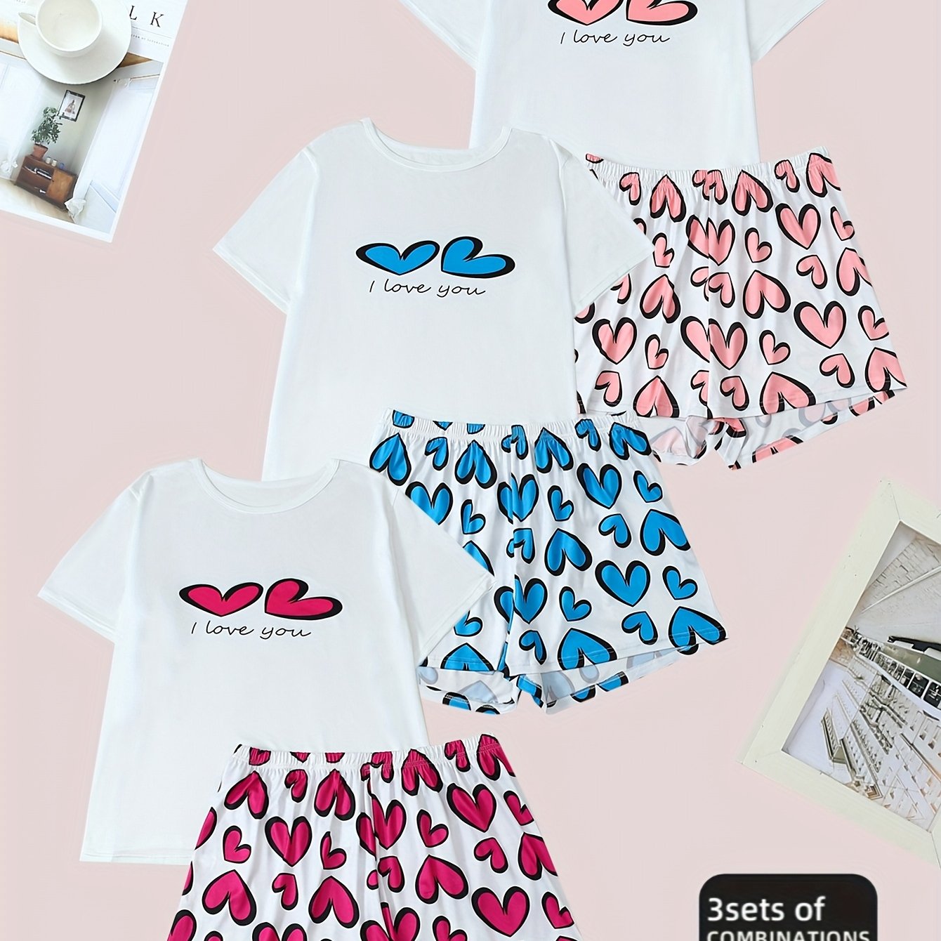 Three Piece Set Of Spring And Summer Women's T-shirt Loose Fit Korean Casual Short Sleeved Shorts Set Top Versatile Can Be Worn Outside Plus Size Home Suit Set, Three Sets Of Combination