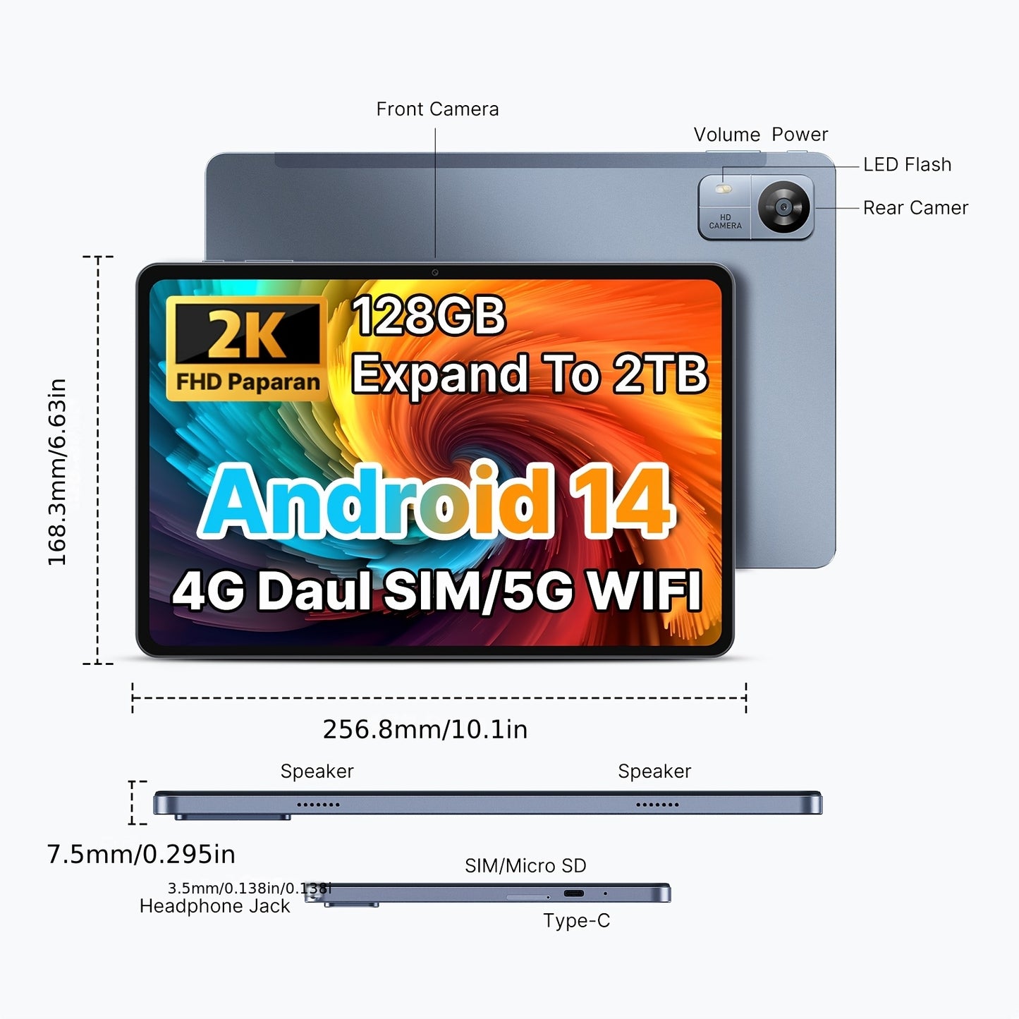 [Free Keyboard And Mouse]SUXI 2025 New 4G LTE Android 14 Tablet with Calling, 10.1-inch FHD Incell Screen, Octa-core Chip, 12GB RAM + 128GB Storage, Expandable Up to 2TB, 5G Wi-Fi, Dual Cameras, Perfect for Gaming, Office, St