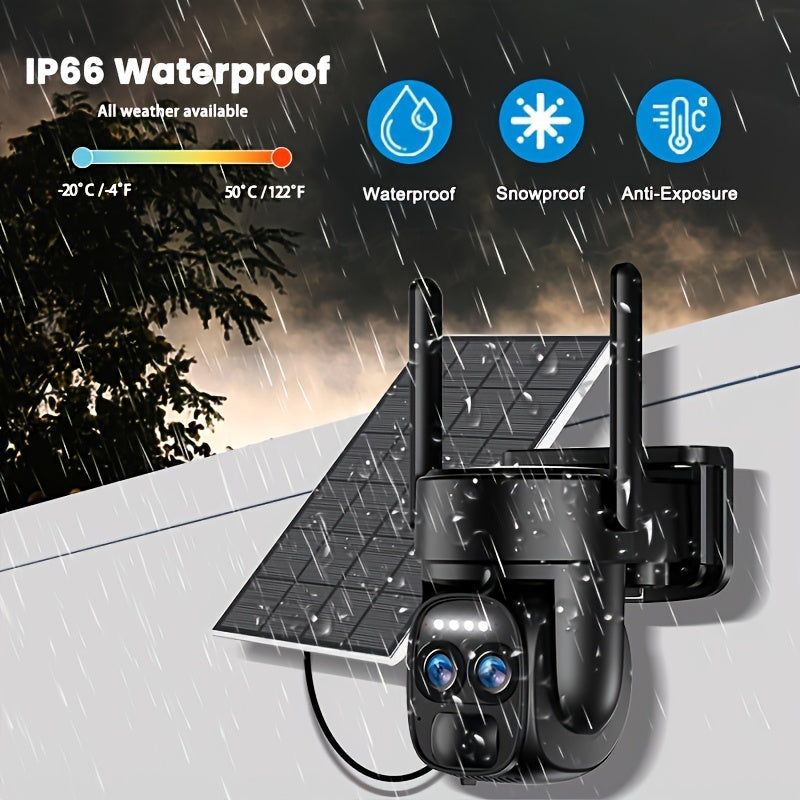 6MP Solar Powered Security Camera Wireless Outdoor Waterproof, 5G&2, 4GHz WiFi Pan Tilt Camera Battery Powered, 360 ° Panoramic Home Security System With Color Night Vision, Spotlight Alarm, PIR Sensor, Automatic Tracking, T