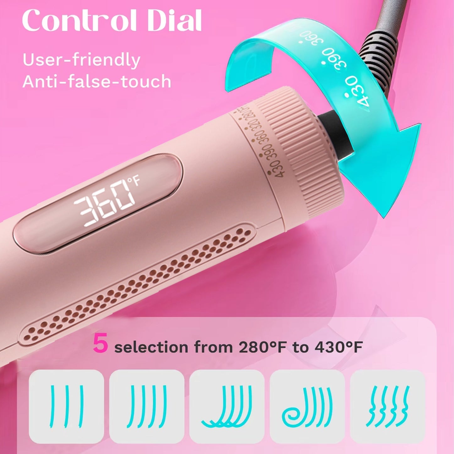 Cool Airflow Styler, 2-In-1 Hair Straightener & Curling Iron with LCD Display