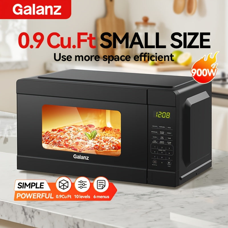 Galanz 0.9 CuFt Compact Microwave Oven | Auto Cook 6 Preset Menus, Express Cook 30 Sec, Quick Reheat Popcorn Pizza Frozen Dinner, Perfect for Small Spaces, Even Heating, LED Display, Simple Powerful Design B888 Model