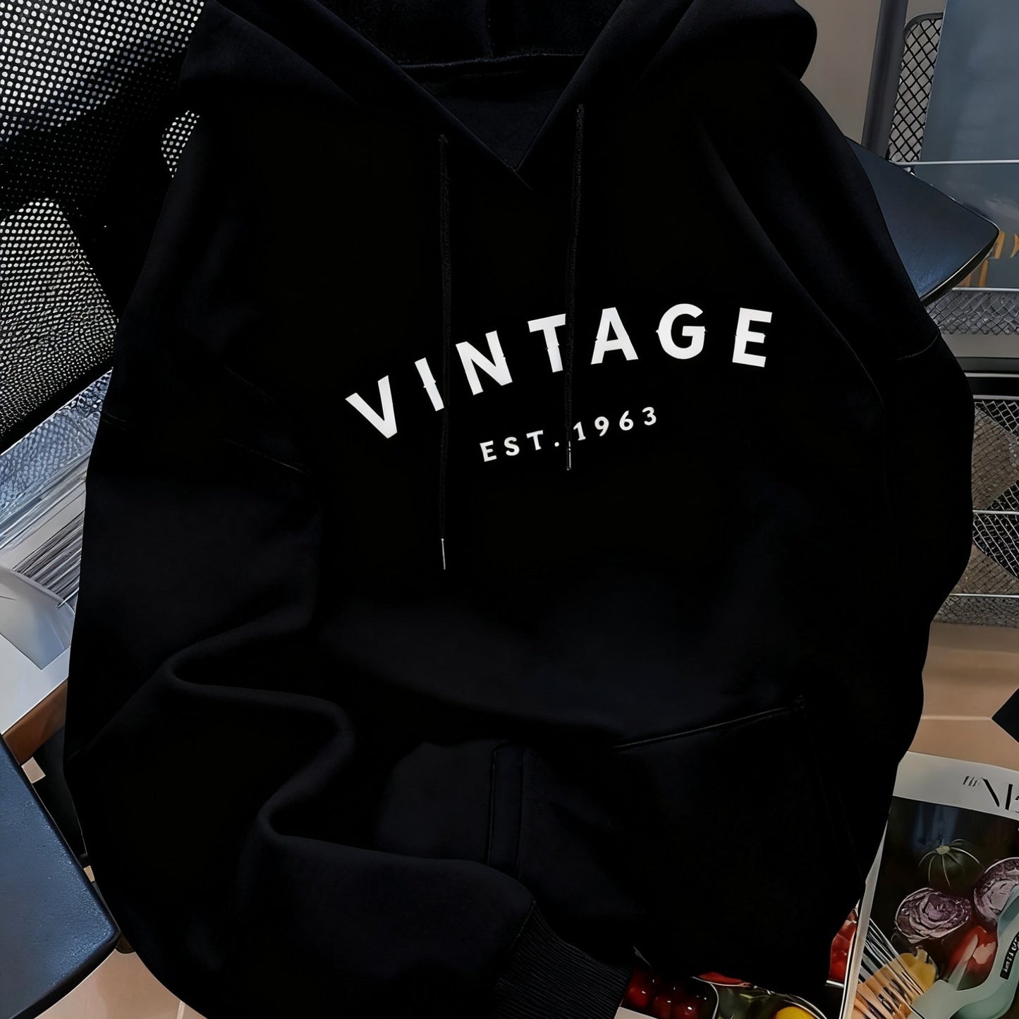 Women'S Casual Hooded Sweatshirt With Pattern, Long Sleeve Pullover With Kangaroo Pocket, Black, Fall/ Winter Fashion, Casual Wear Hoodie | Hooded Sweatshirt | Sweater Hoodie