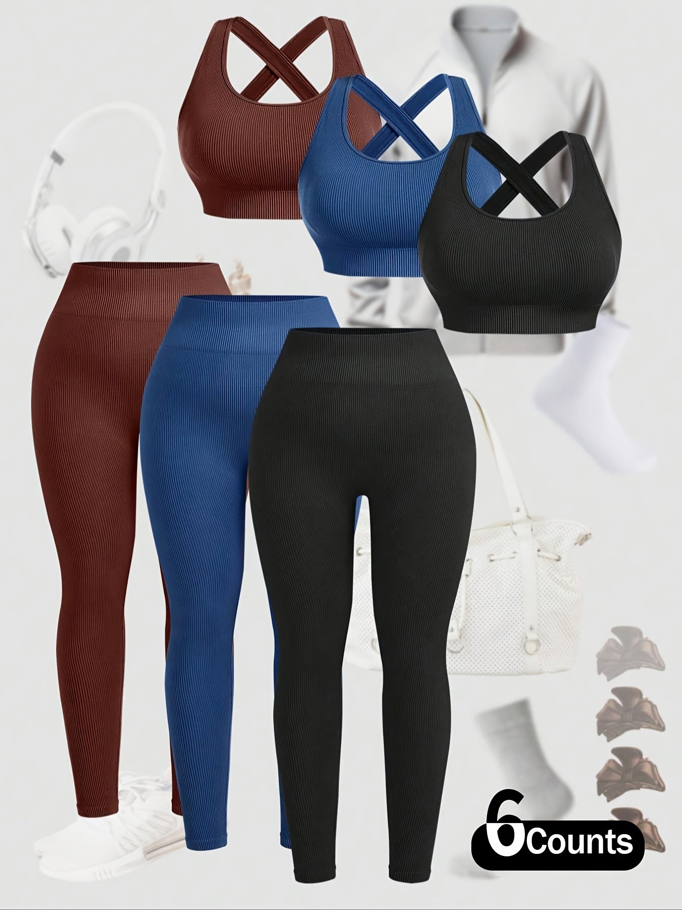 Women's Gym Workout Set, Solid Color Wide Strap Bra and Leggings, Seamless Yoga Pants for a Slim Fit