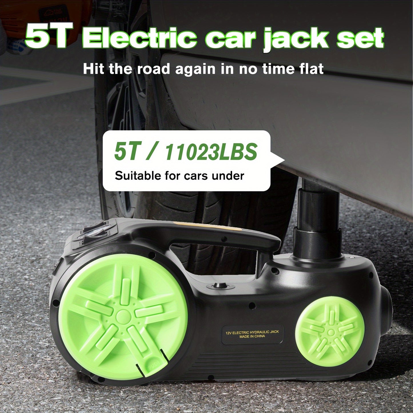 5-ton/11023-pound Electric Car Jack, Hydraulic Jack With Electric Impact Wrench, Built-in Air Pump, And LED Light, Suitable For SUV, MPV, Sedan, And Truck Tire Replacement And Garage Maintenance