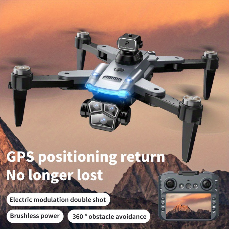 8K HD Dual Camera Foldable Remote-Controlled Drone 4.5-inch Large Screen Flagship-Grade Brushless Motor GPS Positioning Gesture Control Professional Aerial Photography, 360° All-Directional Obstacle Avoidance | Travel & Outd