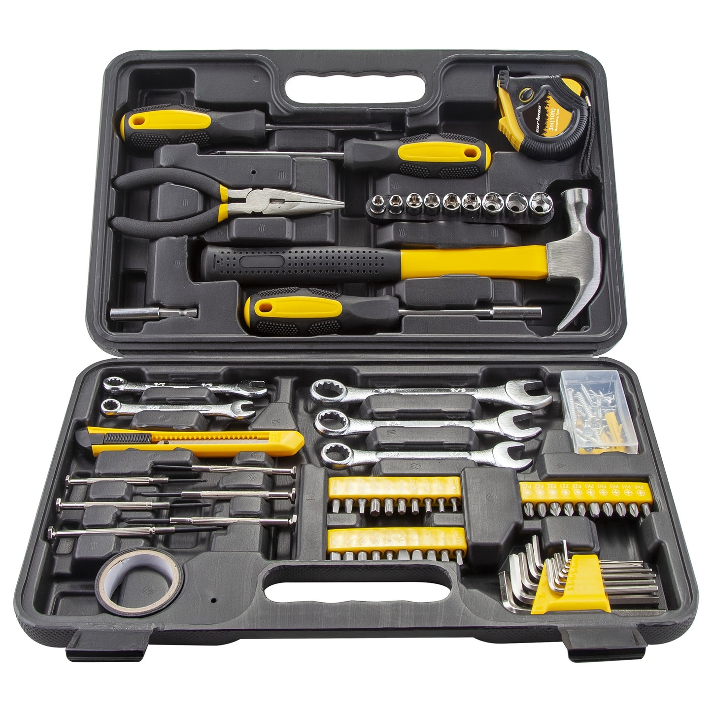 CARTMAN 148pcs Tool Set General Hand Tool Kit with Plastic Toolbox Storage Case, Automotive Set Yellow
