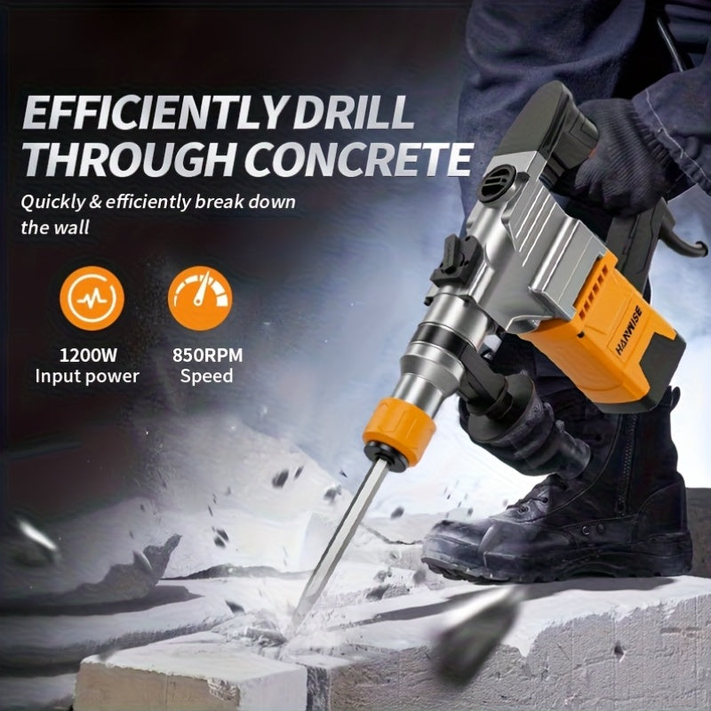 HANWISE 3-in-1 Multifunctional High-power Wired Rotary Hammer for drill, Used for Drilling, Rock for drilling, Demolition, Industrial Grade Electric for drill, Heavy-duty Impact for drill Electric Tool, Suitable for Concrete,