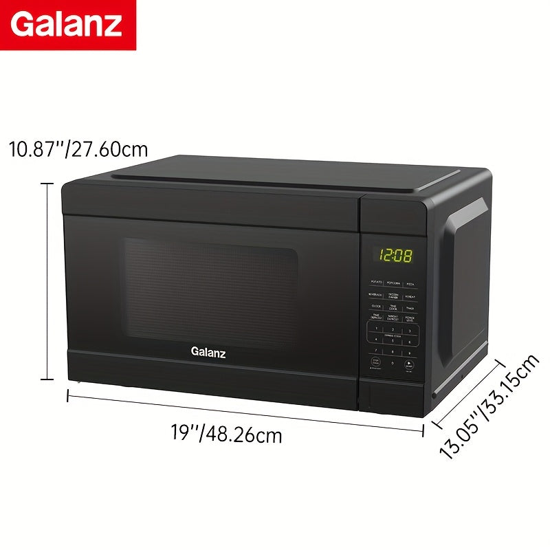 Galanz Small Microwave Oven with 6 Automatic Menus, Child Lock, LED Light, Suitable for Apartments, 0.9 Cu Ft, 10.6-Inch Removable Turntable, 900 Watts, Black