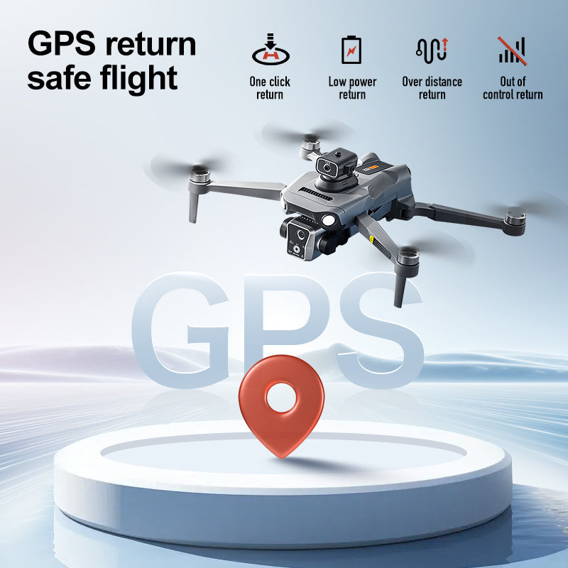 New K19 MAX GPS Folding Drone with Large 4.5-inch LCD Screen And Memory Card, Aerial Drop Function, 5G WiFi FPV First View, 360° Obstacle Avoidance, Brushless Motors, Optical Streaming Positioning, Includes Three Batteries A