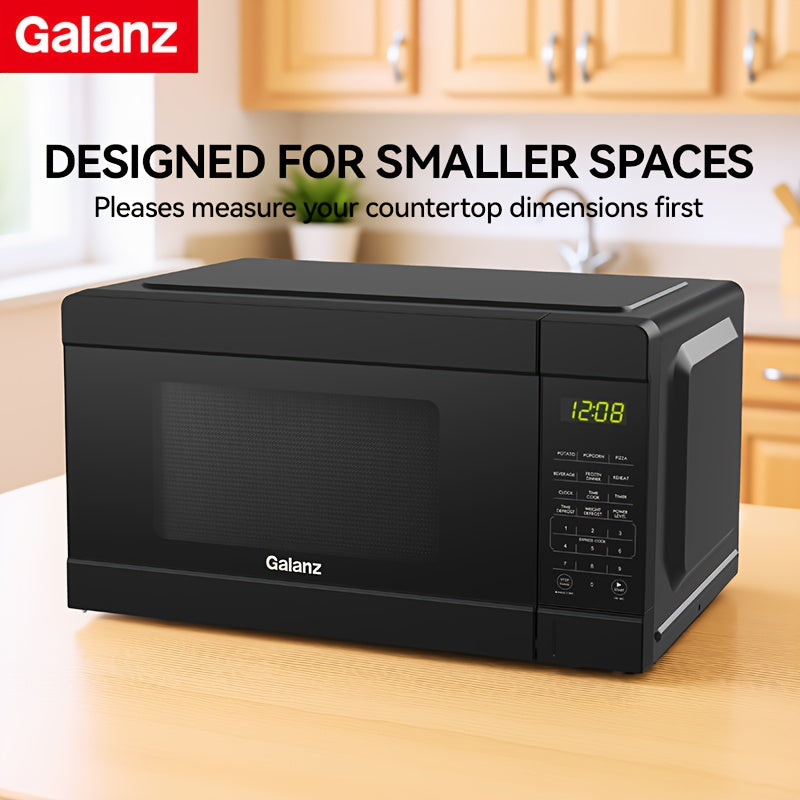 Galanz Small Microwave Oven with 6 Automatic Menus, Child Lock, LED Light, Suitable for Apartments, 0.9 Cu Ft, 10.6-Inch Removable Turntable, 900 Watts, Black
