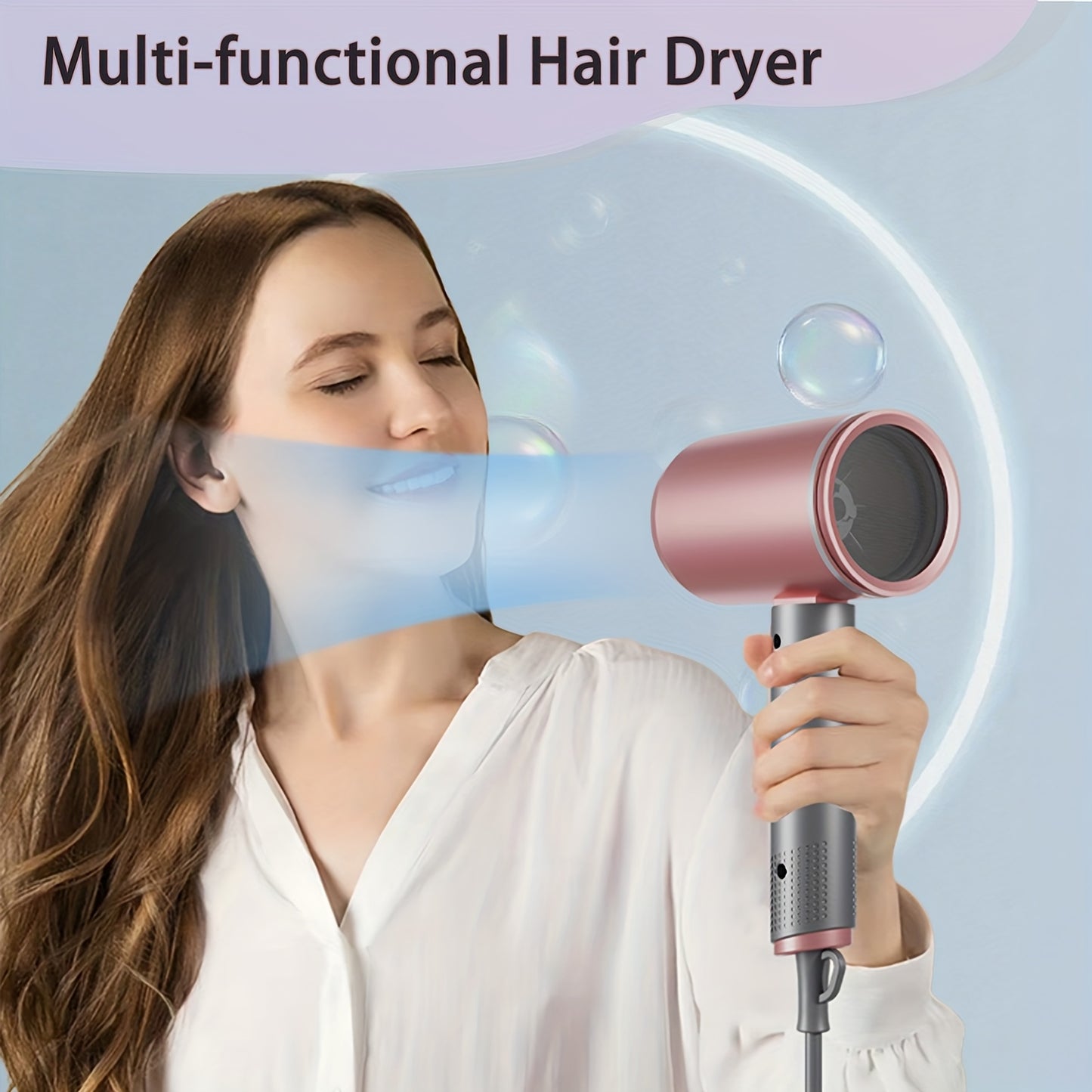 Professional Ionic Hair Dryer with Diffuser & Concentrator Lightweight, Fast Drying for Curly Hair, Ceramic Technology, Foldable & Quiet Salon-Quality Travel Blow Dryer