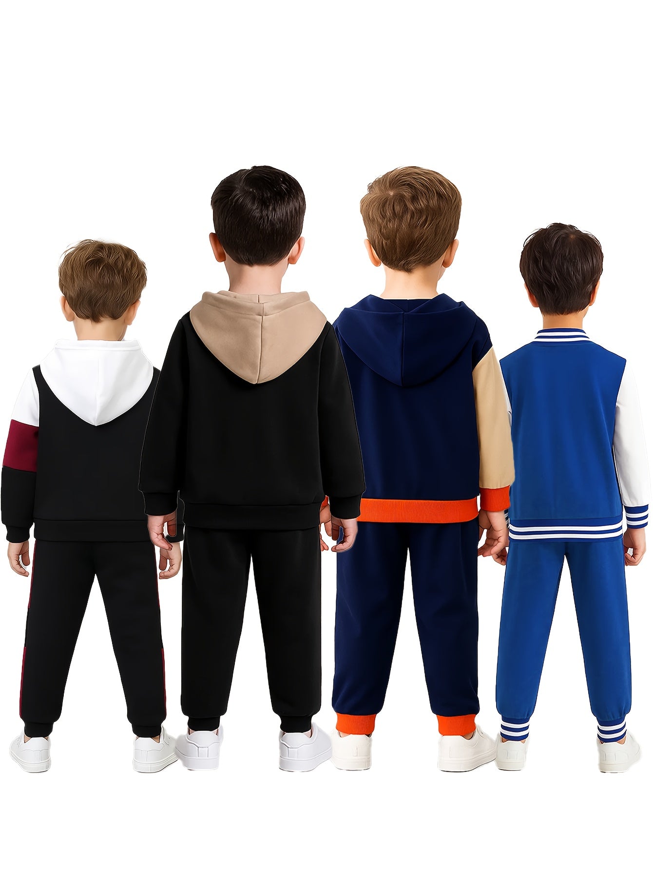 8pcs Autumn Fashion 'et Four Piece Set, 4pcs Top And 4pcs Pants, Autumn New Multi Piece Set Hoodie Sweatshirt, 'ong Sleeve Autumn Outdoor Leisure Sports Set, Perfect for Outdoor, Boy Outfit Set, Boy Pant Outfit Set, Boy Sweat