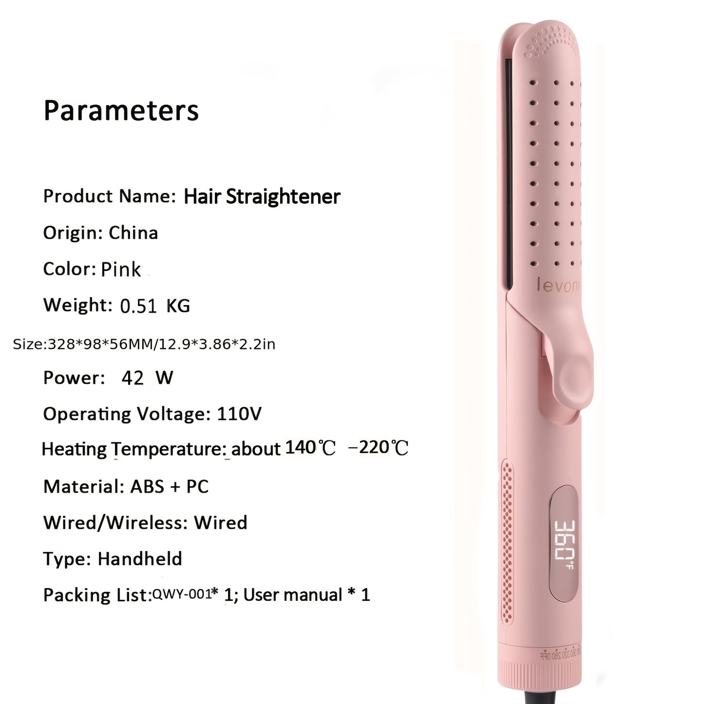 Cool Airflow Styler, 2-In-1 Hair Straightener & Curling Iron with LCD Display