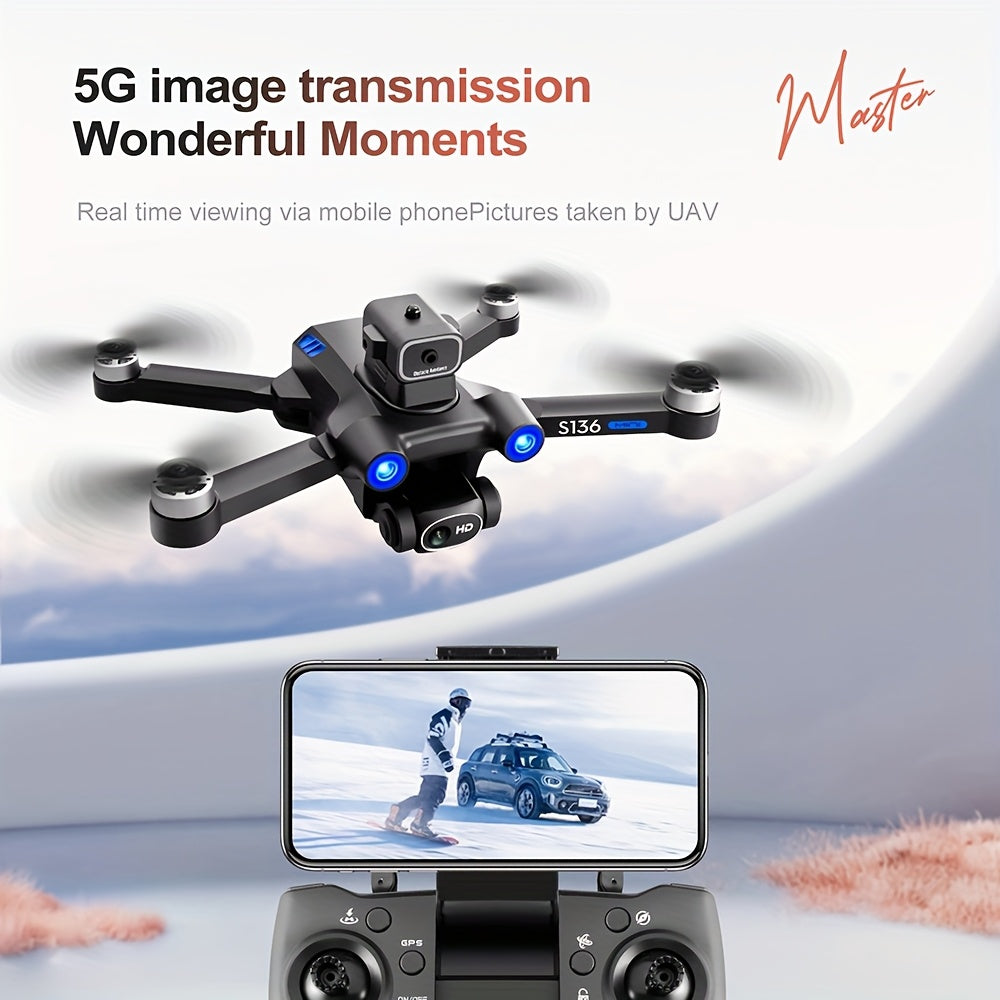 GPS Drone with 4K Camera for Adults Beginner, Ult-Long Flight Time, Optical Flow, 5G Transmission Foldable FPV RC Quadcopter with Brushless Motors, No Obstacle Avoidance, GPS Auto Return Home, Aerial Photography, Recreational