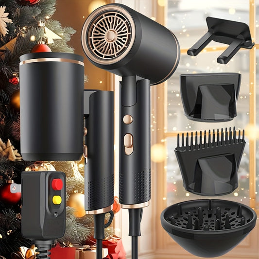 Professional Ionic Hair Dryer with Diffuser & Concentrator Lightweight, Fast Drying for Curly Hair, Ceramic Technology, Foldable & Quiet Salon-Quality Travel Blow Dryer