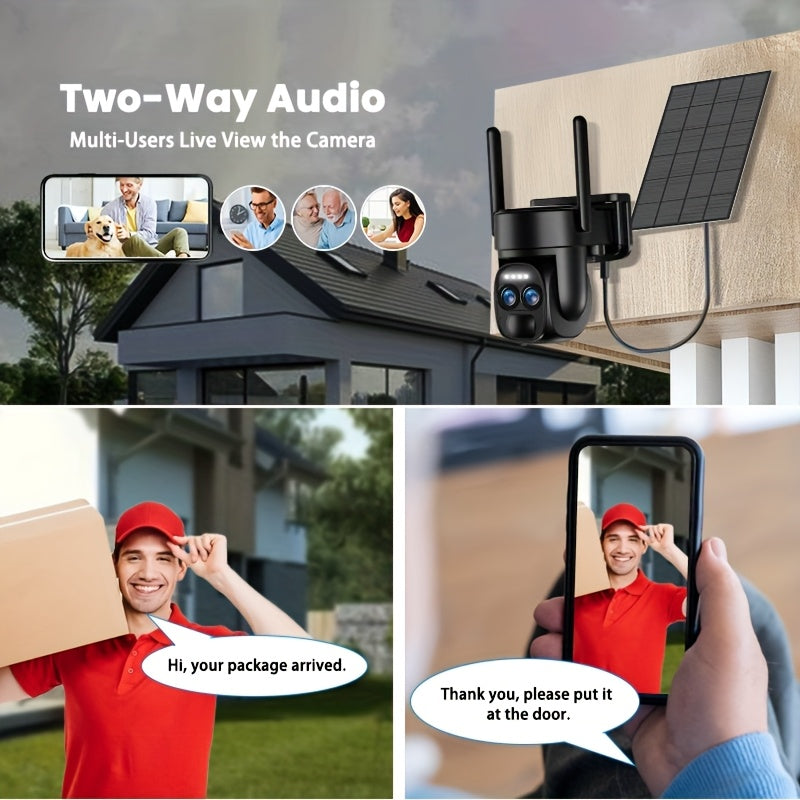 6MP Solar Powered Security Camera Wireless Outdoor Waterproof, 5G&2, 4GHz WiFi Pan Tilt Camera Battery Powered, 360 ° Panoramic Home Security System With Color Night Vision, Spotlight Alarm, PIR Sensor, Automatic Tracking, T