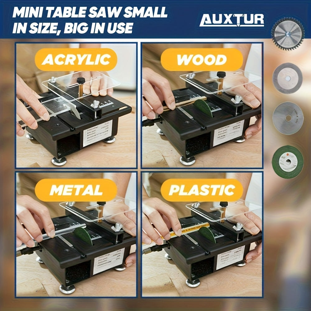 [AUXTUR Mini Table Saw] AUXTUR Mini Table Saw | Multifunctional All-In-One Machine | 7-Level Speed Adjustable, 110pcs for Cutting, Sanding, Carving, Drilling Metal Wood Plastic Acrylic | Best Gift for Father's Day & Christmas